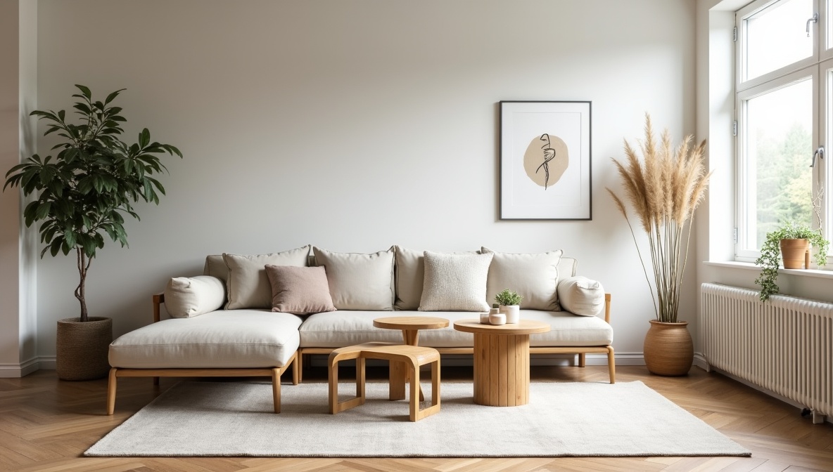 Georganiseerde woonruimte met minimalistische inrichting